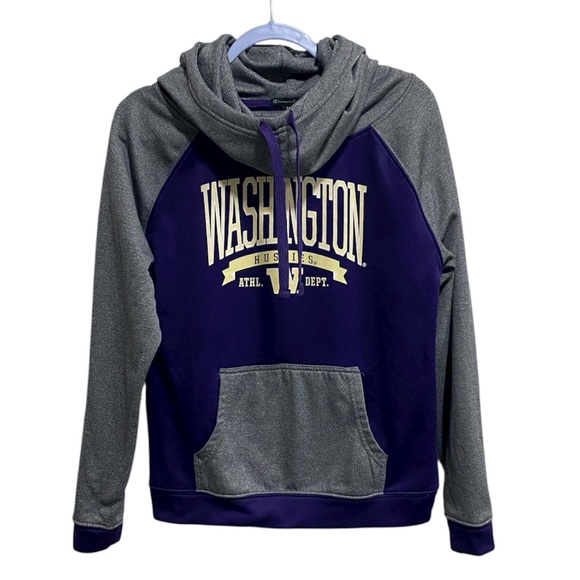 Champion Elite Washington Huskies Hoodie | Size M Gray Purple Fleece Sweatshirt - Picture 1 of 11